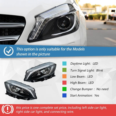 Phares LED Mercedes Classe A W176 2013-2018 (réf. 3) - vue de dessus - Becquet Voiture