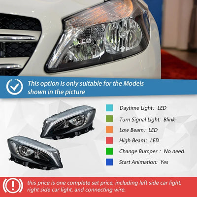 Phares LED Mercedes Classe A W176 2013-2018 (réf. 3) - vue rapprochée - Becquet Voiture