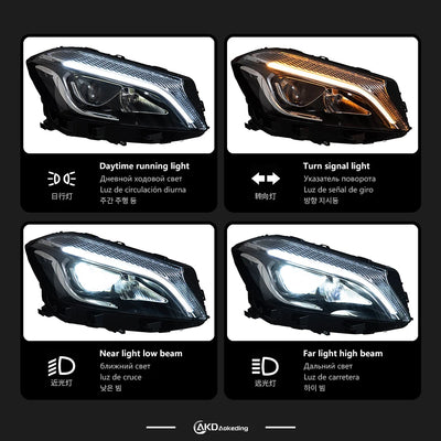 Phares LED Mercedes Classe A W176 2013-2018 - vue de profil - Becquet Voiture