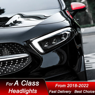 Phares LED Mercedes Classe A W177 2018-2022 - installé sur véhicule - Becquet Voiture
