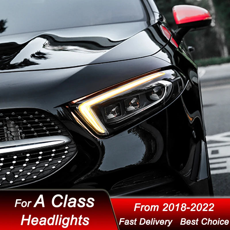 LED Headlights Mercedes A-Class W177 2018-2022 - studio packshot - Becquet Voiture