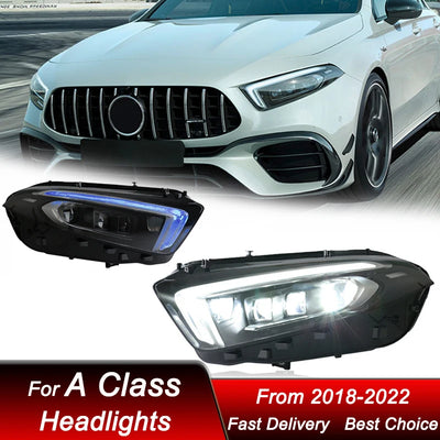 Phares LED Mercedes Classe A W177 2018-2022 - vue de face - Becquet Voiture