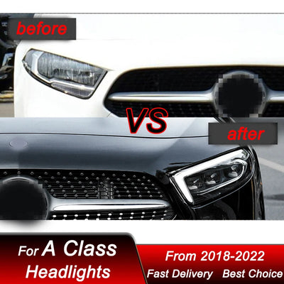 Phares LED Mercedes Classe A W177 2018-2022 - vue de profil - Becquet Voiture