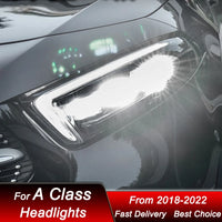 LED Headlights Mercedes A-Class W177 2018-2022 - three-quarter view - Becquet Voiture