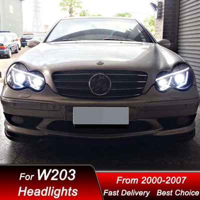 Phares LED Mercedes Classe C W203 2000-2007 - installé sur véhicule - Becquet Voiture