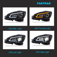 LED Headlights Mercedes C-Class W204 2007-2011 Halogen or Xenon - studio packshot - Becquet Voiture