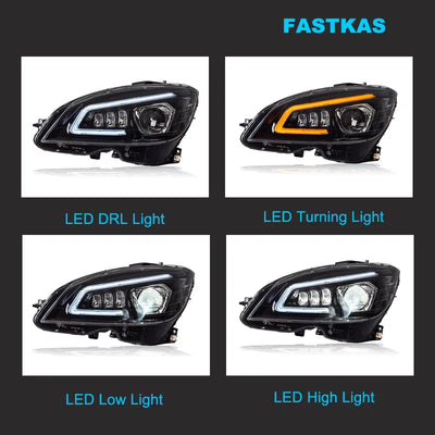Phares LED Mercedes Classe C W204 2007-2011 - packshot studio - Becquet Voiture