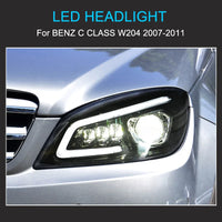 LED Headlights Mercedes C-Class W204 2007-2011 Halogen or Xenon - rear view - Becquet Voiture