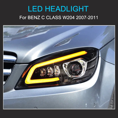 Phares LED Mercedes Classe C W204 2007-2011 - vue de trois-quarts - Becquet Voiture