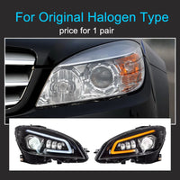 LED Headlights Mercedes C-Class W204 2007-2011 Halogen or Xenon - close-up view - Becquet Voiture