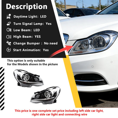 Phares LED Mercedes Classe C W204 2011-2013 (réf. 2) - détail du montage - Becquet Voiture