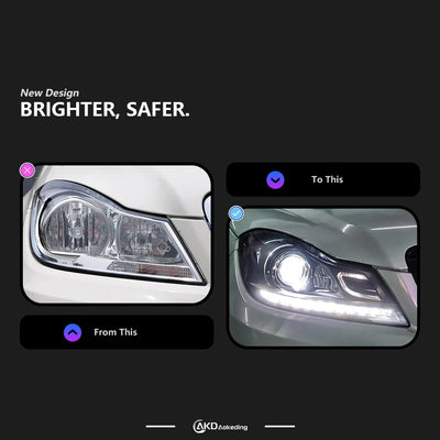 Phares LED Mercedes Classe C W204 2011-2013 - vue arrière - Becquet Voiture
