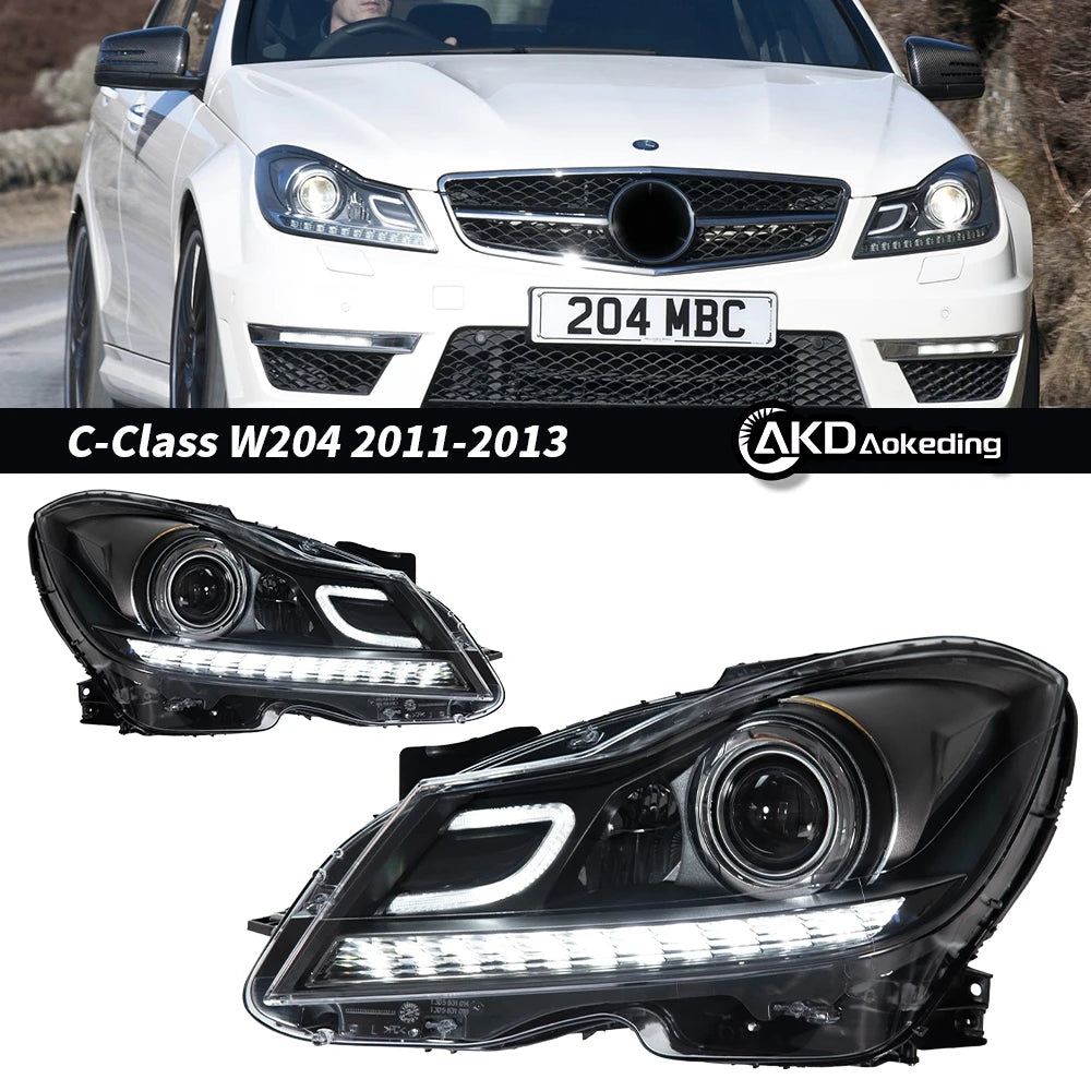 Phares LED Mercedes Classe C W204 2011-2013 - vue de face - Becquet Voiture