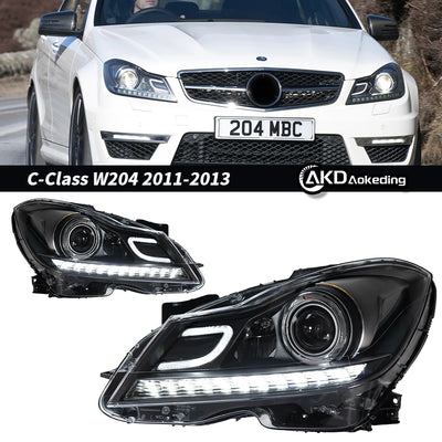 Phares LED Mercedes Classe C W204 2011-2013 - vue de face - Becquet Voiture
