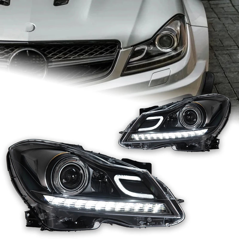 Phares LED Mercedes Classe C W204 2011-2013 - vue de profil - Becquet Voiture