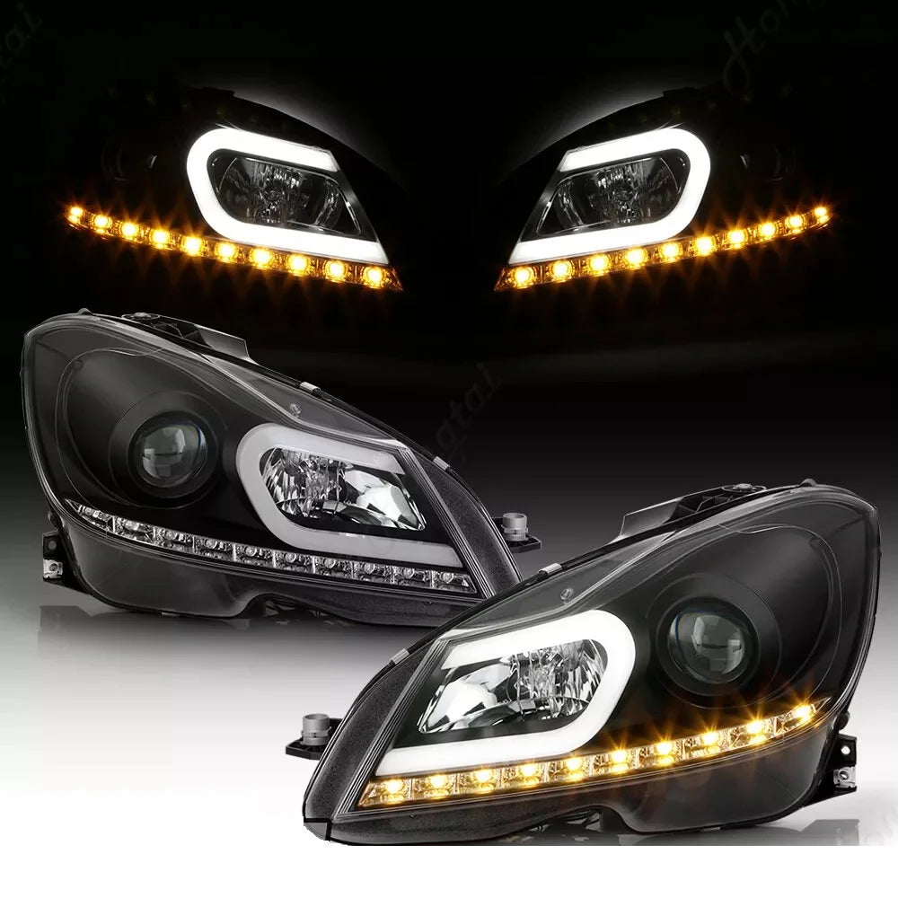 Phares LED Mercedes Classe C W204 2011-2014 Look AMG - vue de face - Becquet Voiture
