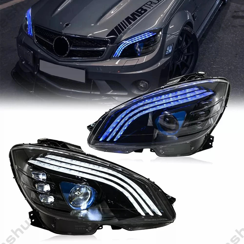 Phares LED Mercedes Classe C W204 AMG 2007-2010 - vue de face - Becquet Voiture