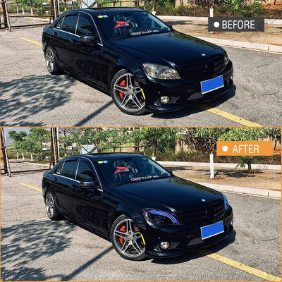 Phares LED Mercedes Classe C W204 AMG 2007-2010 - vue de trois-quarts - Becquet Voiture