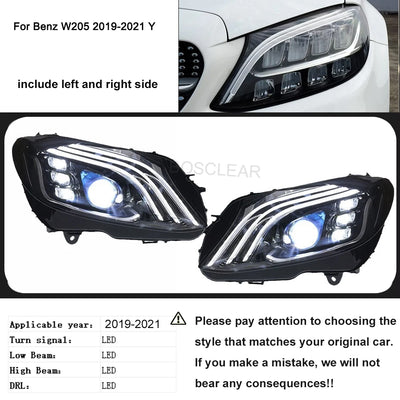 Phares LED Mercedes Classe C W205 2015-2021 - détail du montage - Becquet Voiture