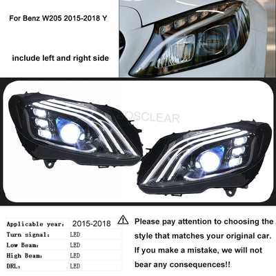 Phares LED Mercedes Classe C W205 2015-2021 - vue rapprochée - Becquet Voiture