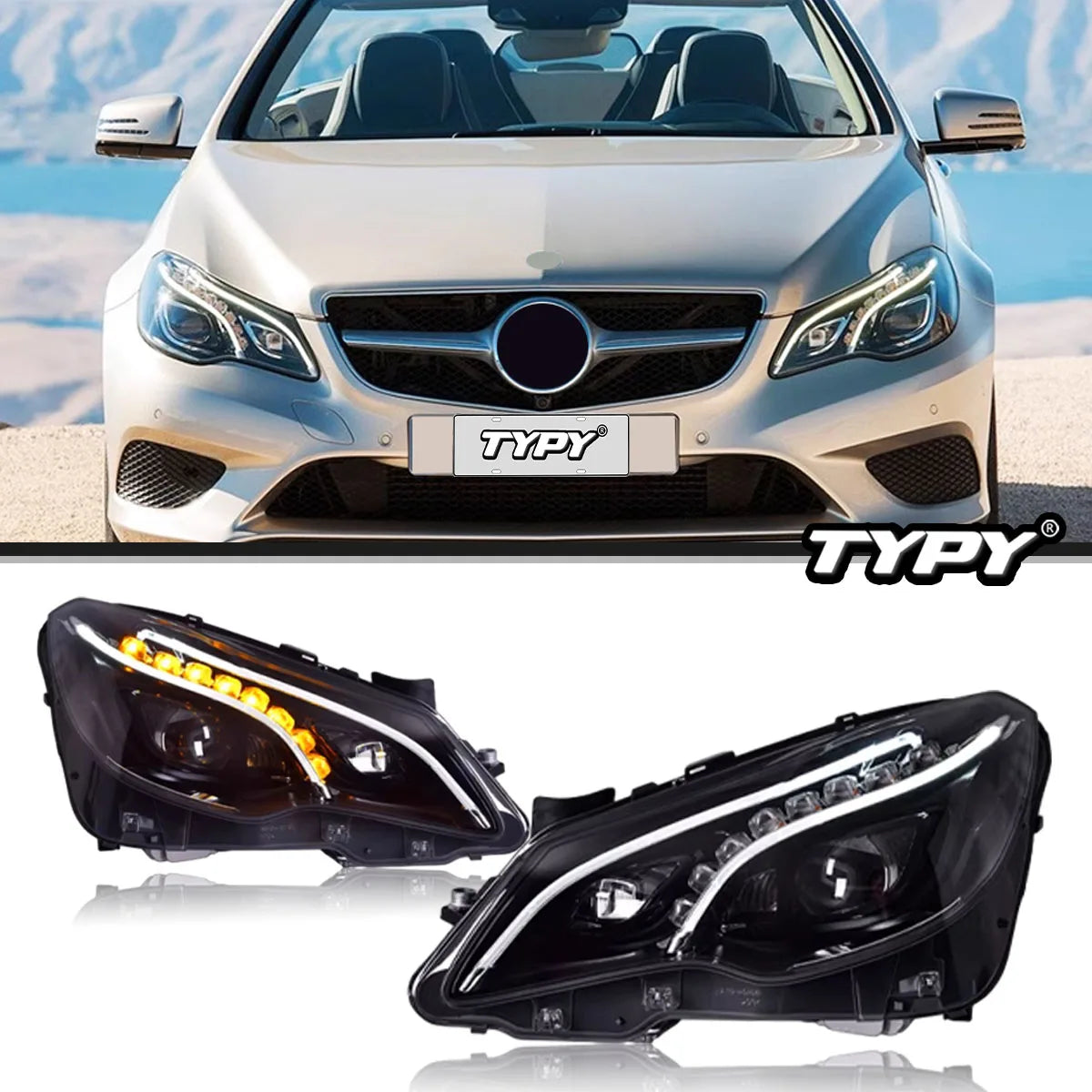 Phares LED Mercedes Classe E Coupé W207 2010-2017 - vue de face - Becquet Voiture