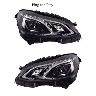 Phares LED Mercedes Classe E W212 2013-2016 - détail du montage - Becquet Voiture