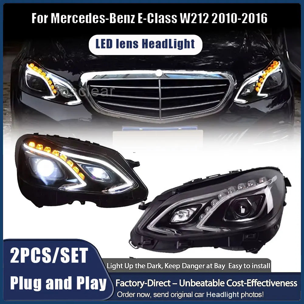 Phares LED Mercedes Classe E W212 2013-2016 - vue de face - Becquet Voiture