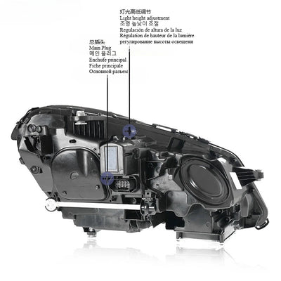 Phares LED Mercedes Classe E W212 2013-2016 - vue de trois-quarts - Becquet Voiture