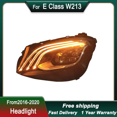 Phares LED Mercedes Classe E W213 2016-2020 DRL Dynamique AMG - installé sur véhicule - Becquet Voiture
