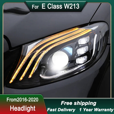 Phares LED Mercedes Classe E W213 2016-2020 DRL Dynamique AMG - vue de face - Becquet Voiture