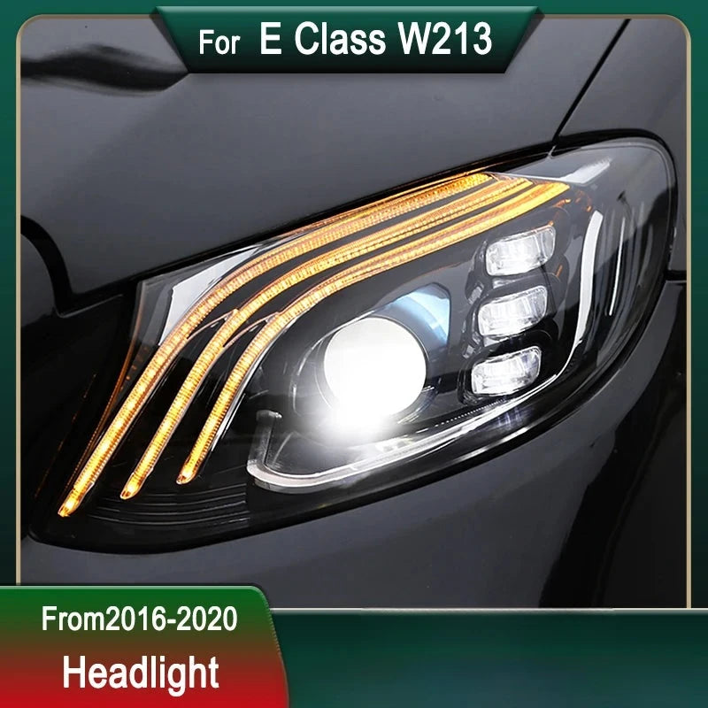 Phares LED Mercedes Classe E W213 2016-2020 DRL Dynamique AMG - vue de face - Becquet Voiture