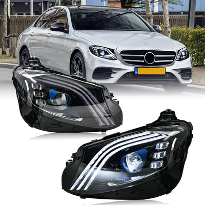 Phares LED Mercedes Classe E W213 2016-2021 AMG - vue de face - Becquet Voiture