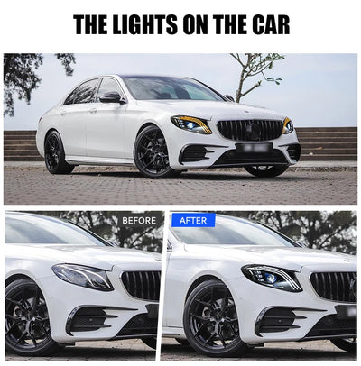 Phares LED Mercedes Classe E W213 2016-2021 AMG - vue de profil - Becquet Voiture