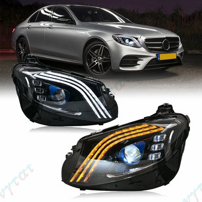 Phares LED Mercedes Classe E W213 E200 E300 AMG 2016-2021 - vue de face - Becquet Voiture