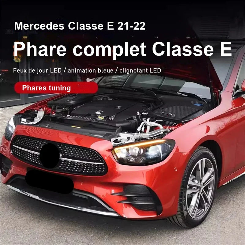 Phares LED Mercedes Classe E W213 E260 E300 2021 DRL Clignotant - vue de profil - Becquet Voiture