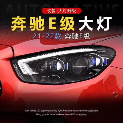 Phares LED Mercedes Classe E W213 E260 E300 2021 DRL Clignotant - vue de trois-quarts - Becquet Voiture