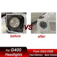 LED Headlights Mercedes G-Class W463 2002-2008 - side view - Becquet Voiture