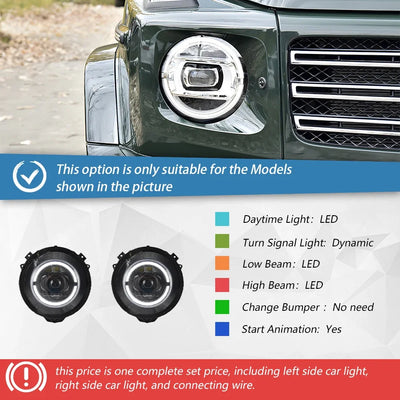 Phares LED Mercedes Classe G W463 W464 2007-2024 - détail du montage - Becquet Voiture