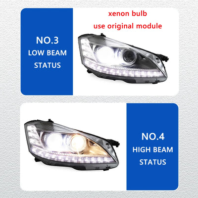 Phares LED Mercedes Classe S W221 2006-2009 - installé sur véhicule - Becquet Voiture