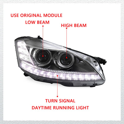 Phares LED Mercedes Classe S W221 2006-2009 - vue arrière - Becquet Voiture