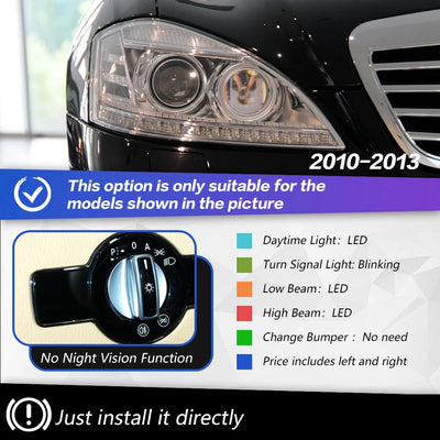 Phares LED Mercedes Classe S W221 2006-2013 - détail du montage - Becquet Voiture