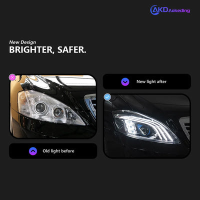 Phares LED Mercedes Classe S W221 2006-2013 - vue de profil - Becquet Voiture