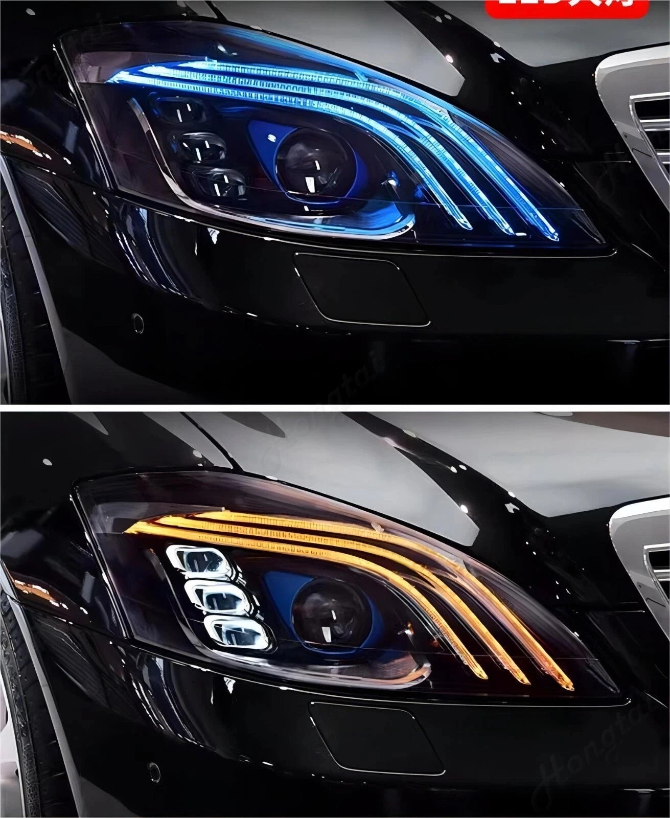 Phares LED Mercedes Classe S W221 Clignotant Dynamique - vue de face - Becquet Voiture