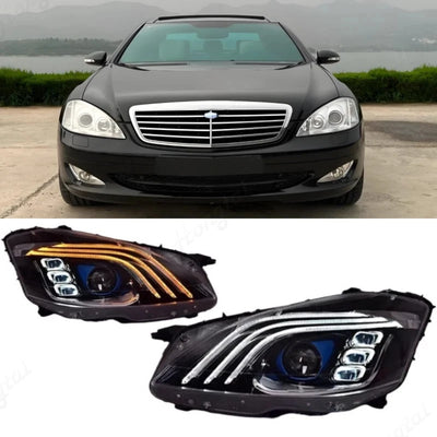 Phares LED Mercedes Classe S W221 Clignotant Dynamique - vue de profil - Becquet Voiture