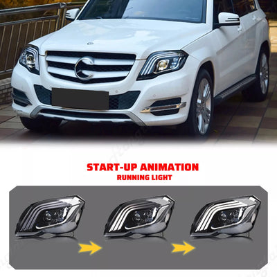 Phares LED Mercedes GLK350 GLK250 2013-2015 Look AMG - vue de trois-quarts - Becquet Voiture