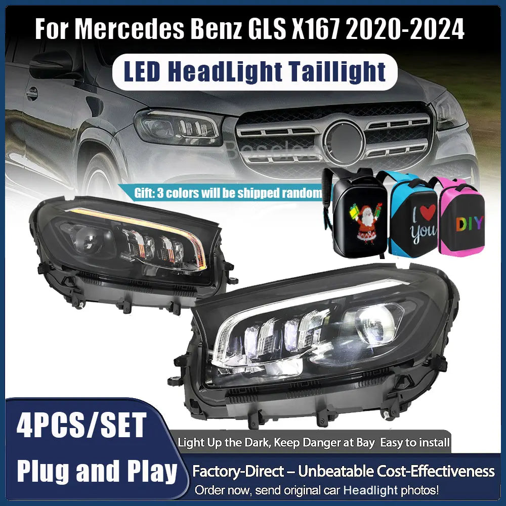 Phares LED Mercedes GLS X166 X167 2016-2024 - vue de face - Becquet Voiture