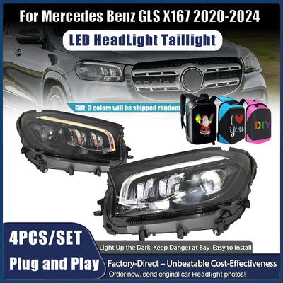 Phares LED Mercedes GLS X166 X167 2016-2024 - vue de face - Becquet Voiture
