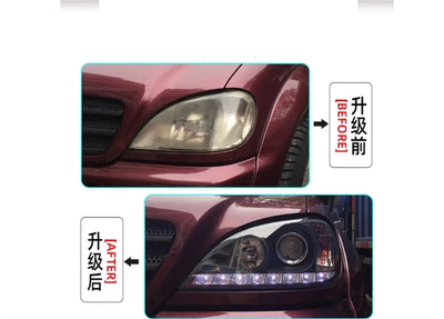 Phares LED Mercedes ML W163 ML280 Angel Eyes DRL Diurne - vue de trois-quarts - Becquet Voiture