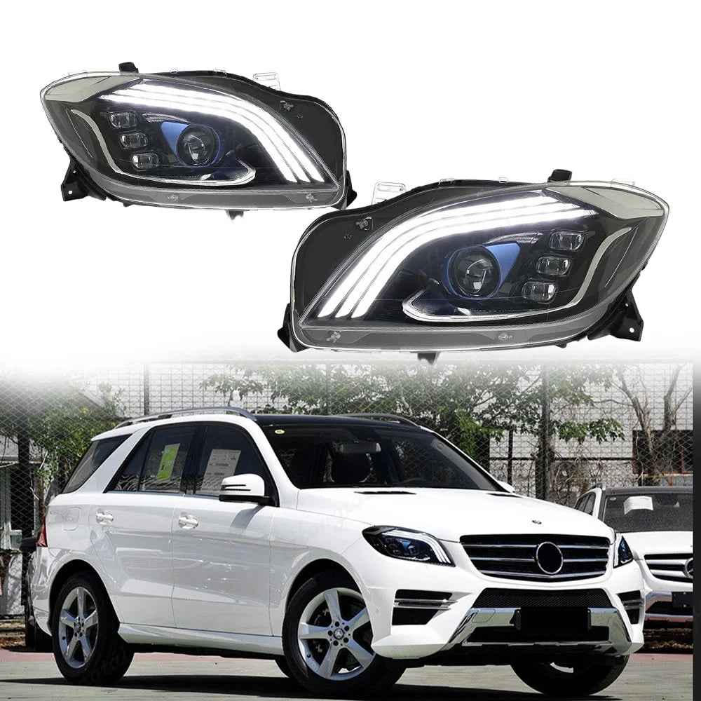 Phares LED Mercedes ML W166 2012-2015 Lentille Projecteur AMG - vue de face - Becquet Voiture