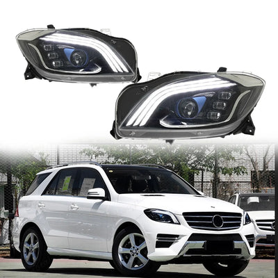 Phares LED Mercedes ML W166 2012-2015 Lentille Projecteur AMG - vue de face - Becquet Voiture